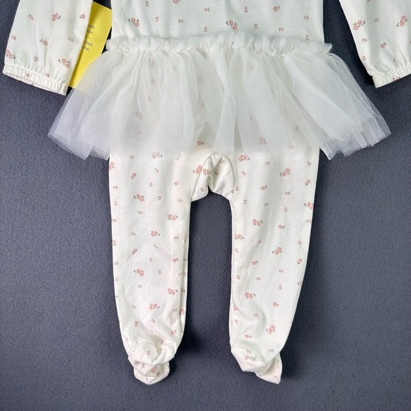 NWT ItsyBig White Floral Tulle Skirt Snap Closures Footed Onepiece Outfit 9M - Picture 2 of 13